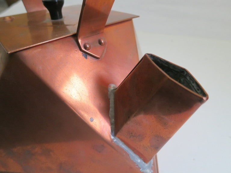 20th Century Geometric Copper Tea Kettle