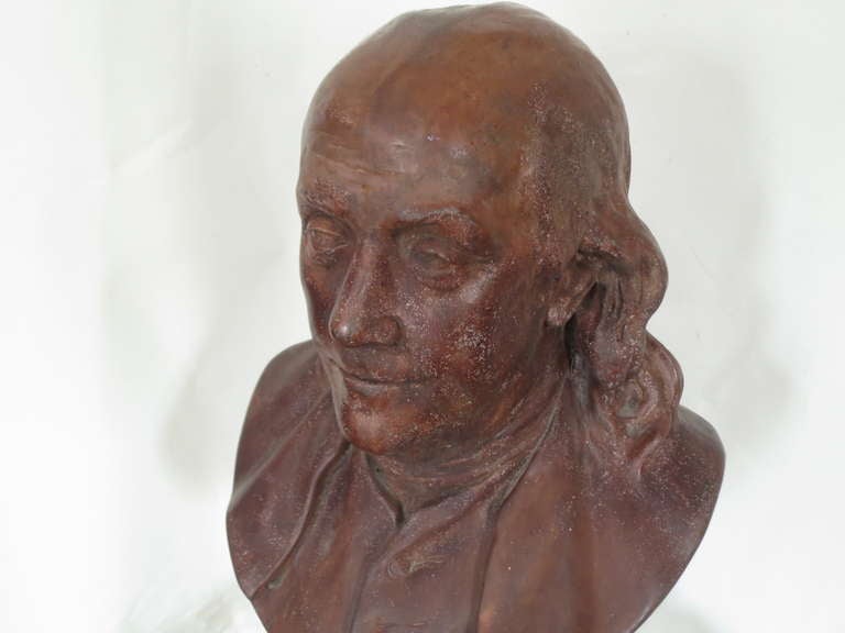 Terracotta Benjamin Franklin, after Houdon In Good Condition For Sale In North Egremont, MA