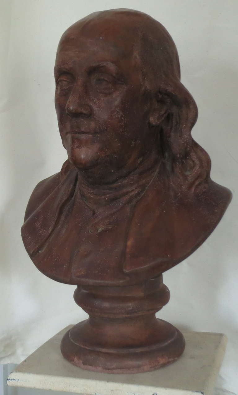 Terracotta Benjamin Franklin, after Houdon For Sale 1
