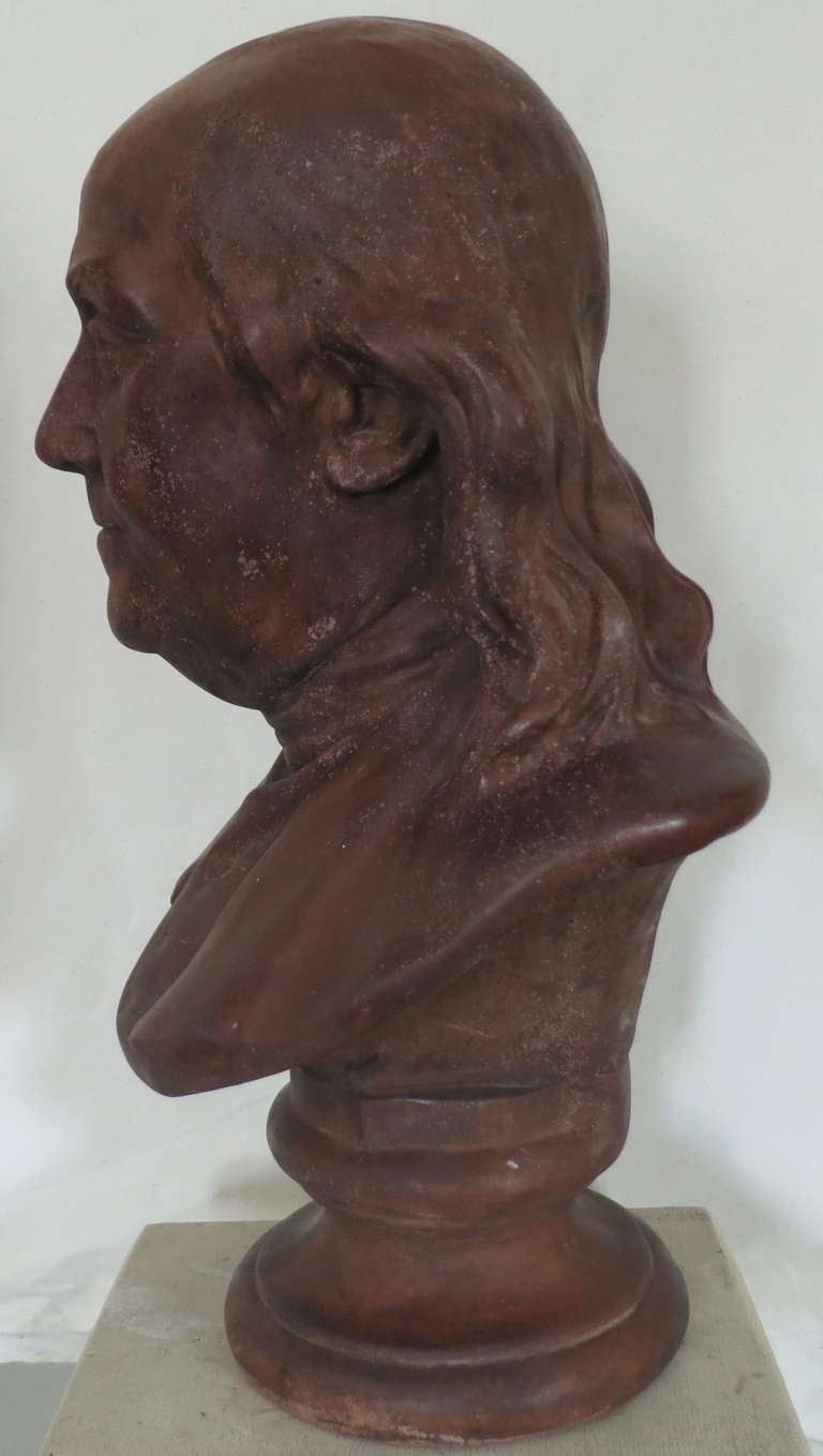 Terracotta Benjamin Franklin, after Houdon For Sale 2
