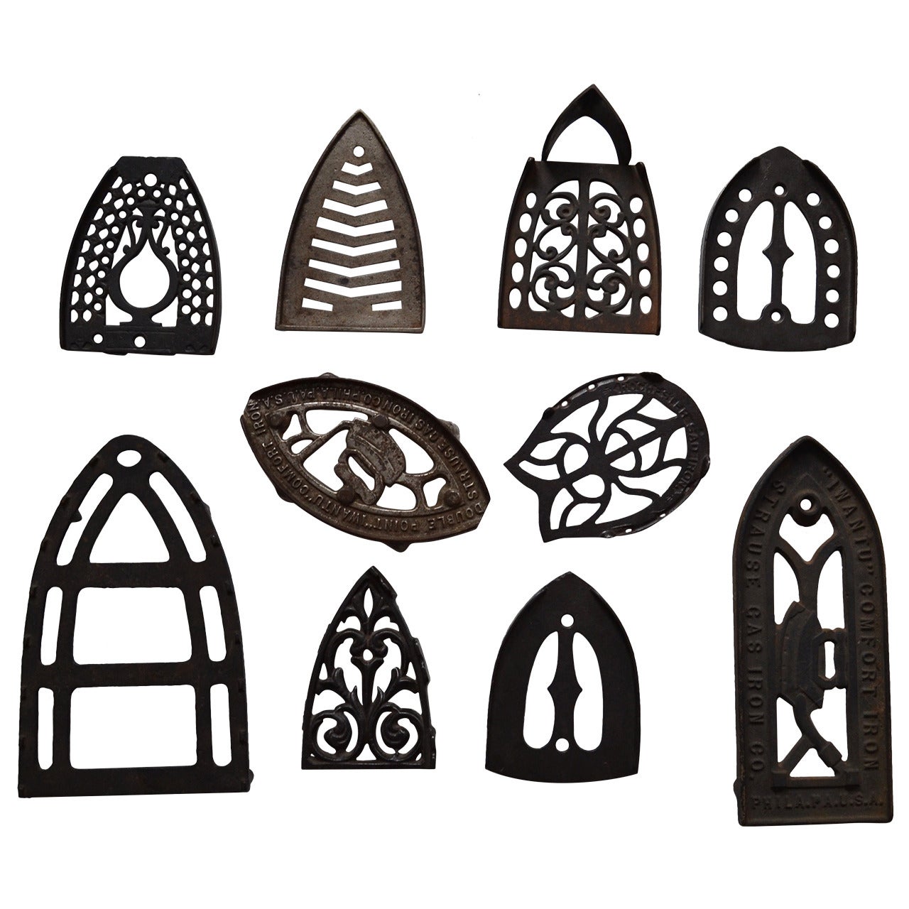 Ten Sad Iron Trivets For Sale