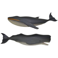 Pair of Carved Whales