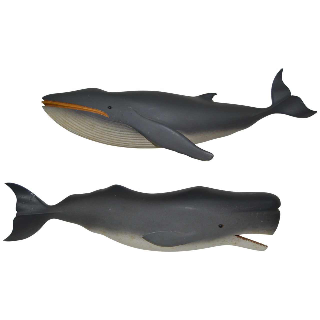 Pair of Carved Whales For Sale