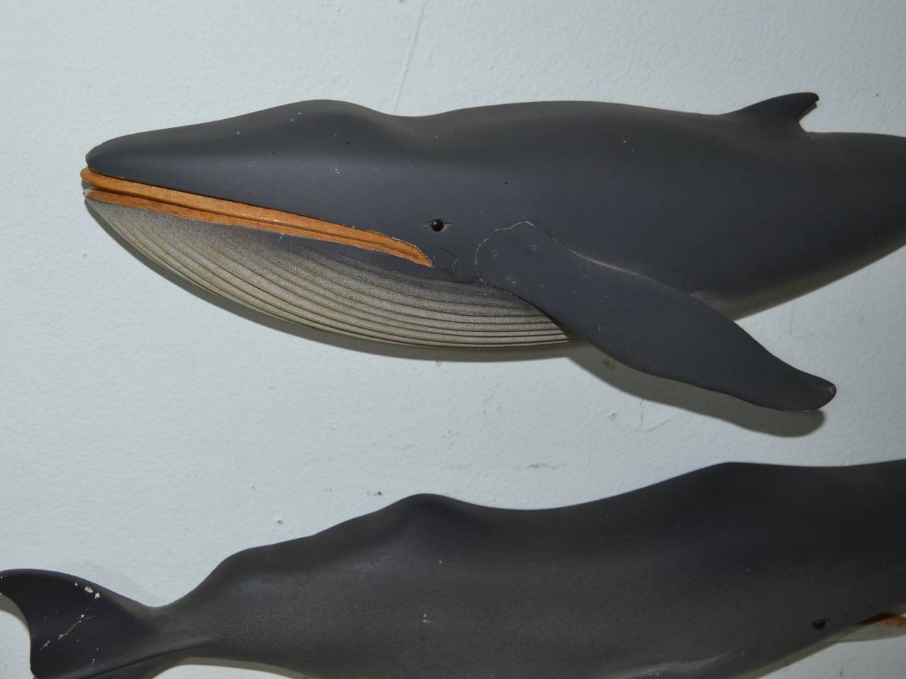 Late 20th Century Pair of Carved Whales For Sale