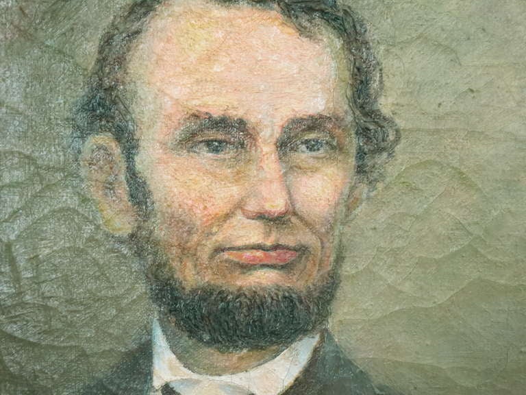 Oil on Canvas painting of Abraham Lincoln, signed and dated '23