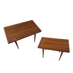 Pair Of Walnut Slat Tables
