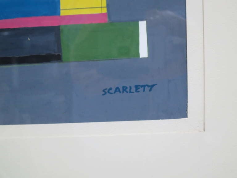 American Rolph Scarlett Geometric Gouache on Paper For Sale