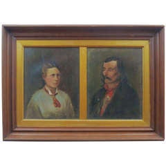 Calamity Jane and Wild Bill Hickok Folk Painting