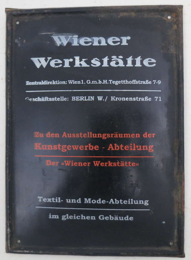 Austrian Wiener Werkstatte Tin Sign
