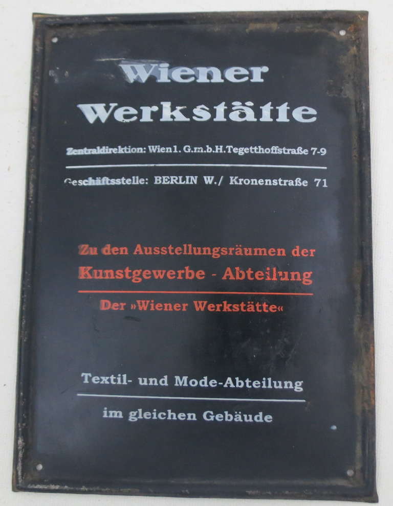 20th Century Wiener Werkstatte Tin Sign