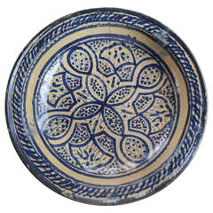 Old Moroccan Blue and White Bowl
