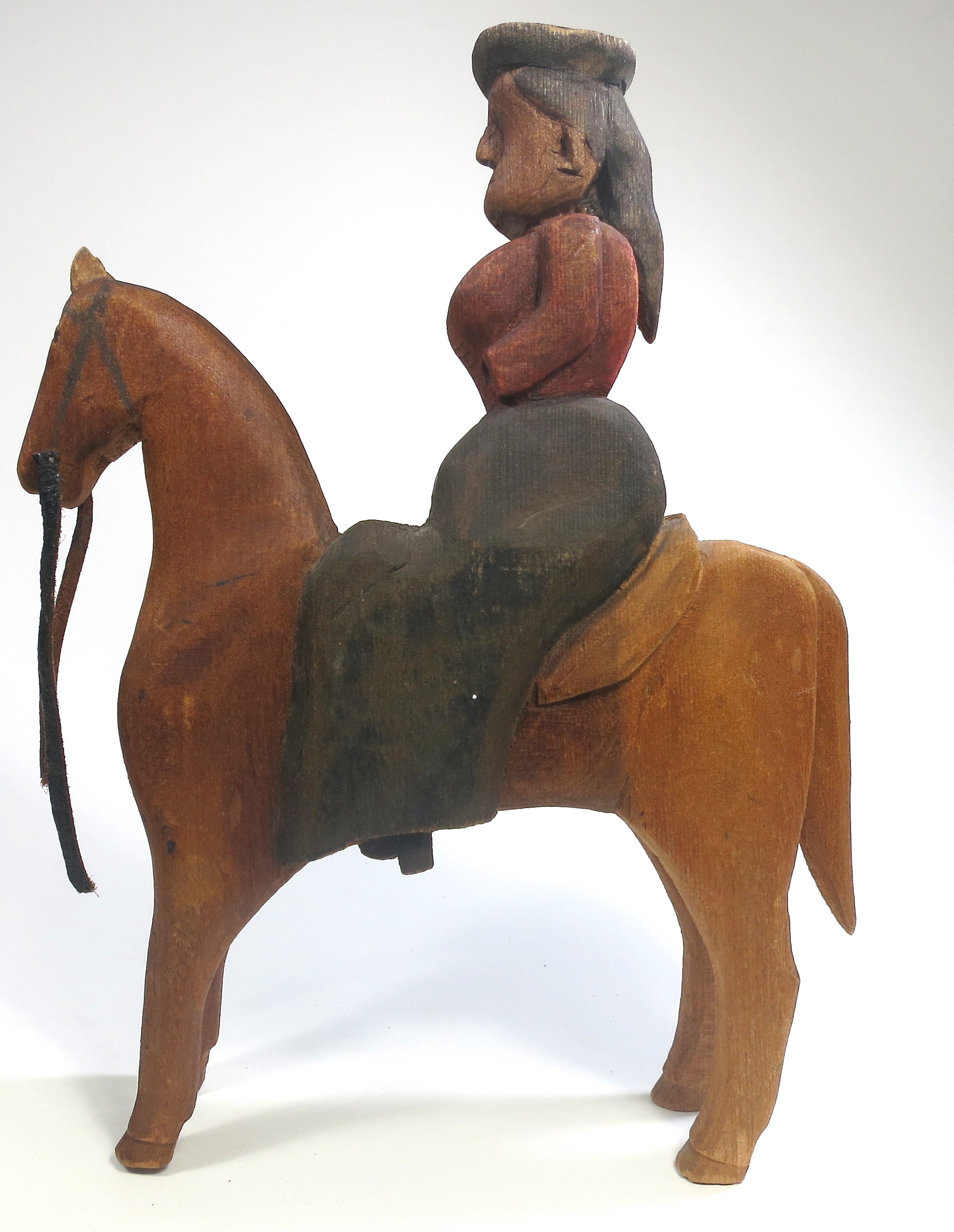 Folky Pennsylvania Equestrian Carving For Sale