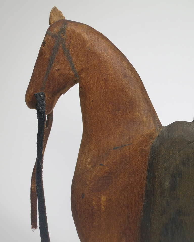 Folk Art Folky Pennsylvania Equestrian Carving For Sale