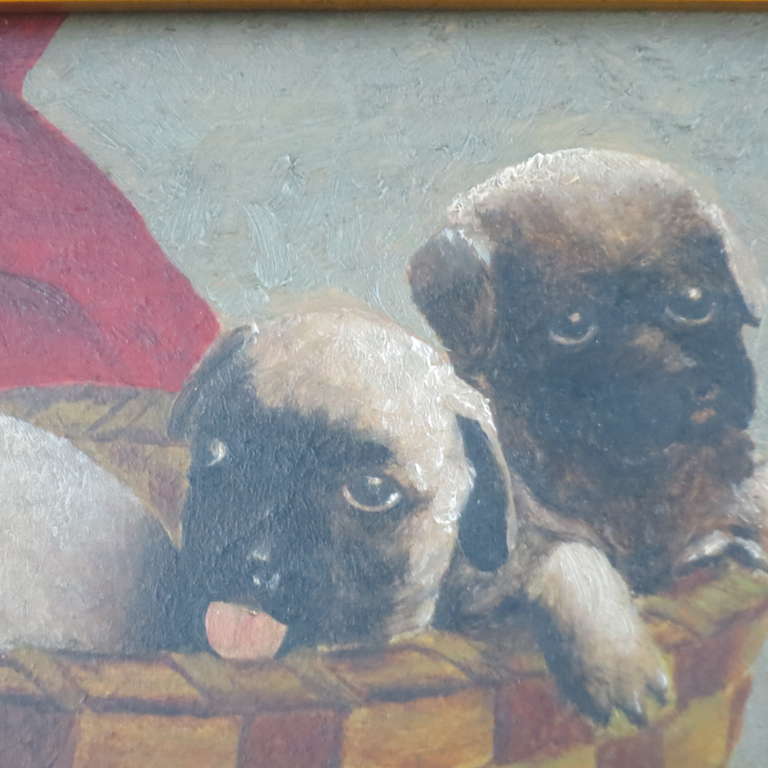 19th Century Painting of Pugs In Excellent Condition For Sale In North Egremont, MA