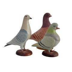 3 Carved Folk Art Pigeons by John Fliegerbauer