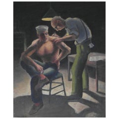 Vintage Sailor Getting a Tattoo Oil Painting