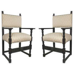 Antique Jacobean Style Upholstered Chairs