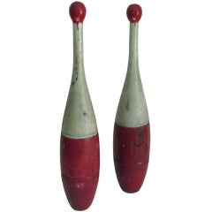 Antique Beautifully Painted Indian Clubs