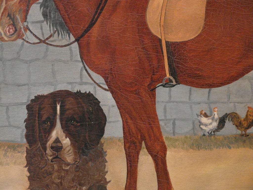 American 19th C Barnyard Painting For Sale
