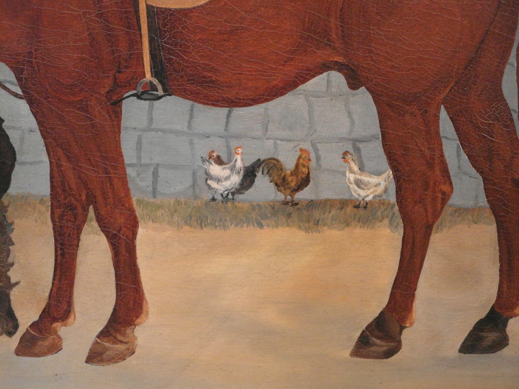 19th Century 19th C Barnyard Painting For Sale