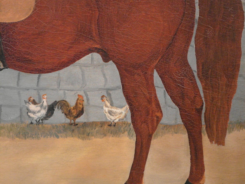 19th C Barnyard Painting For Sale 1