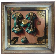 Antique Reverse Painted Glass Sign Makers Sampler