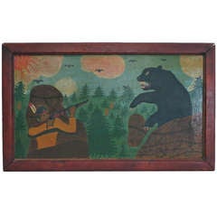 1940s Bear Hunter Painting 