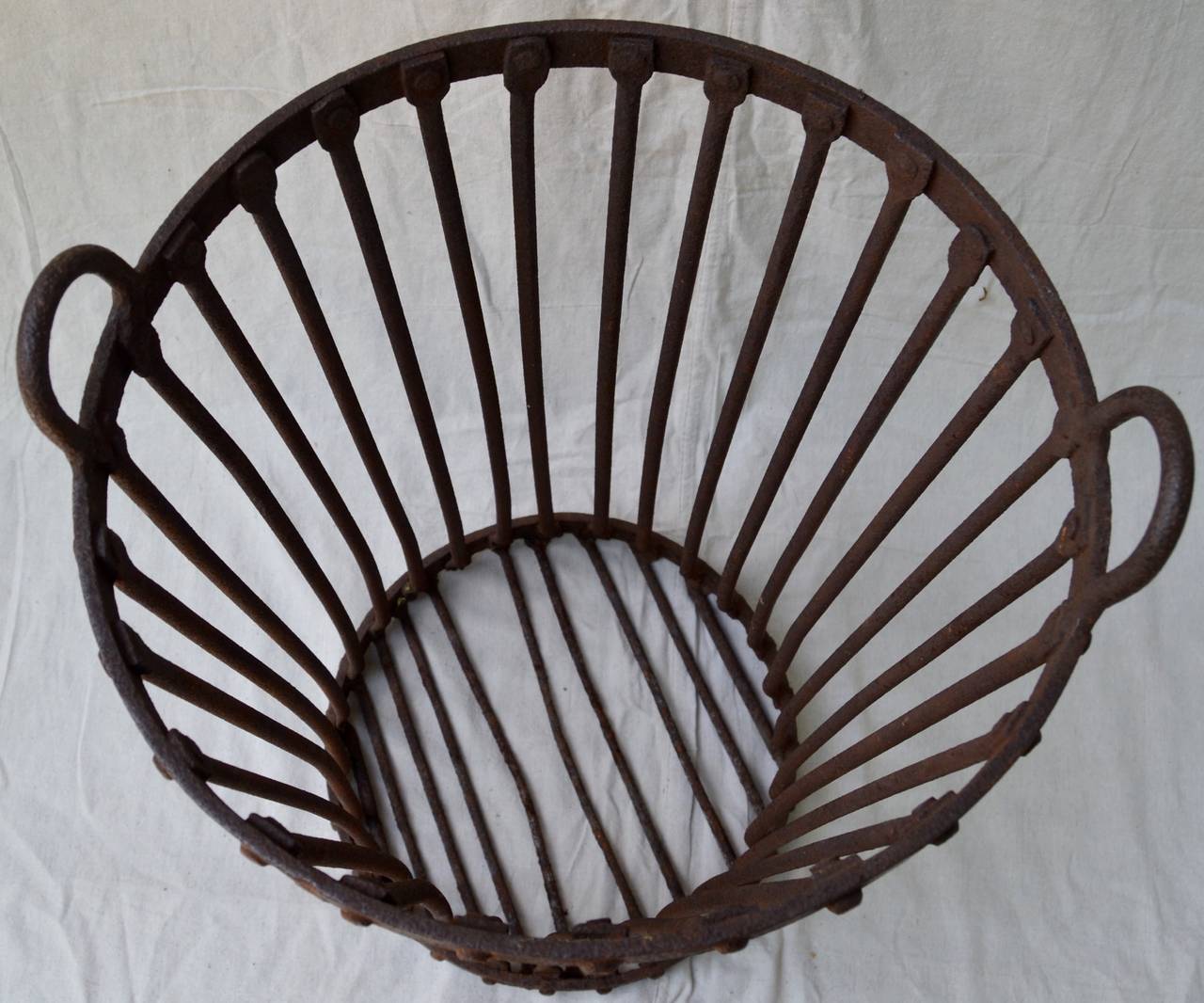 Heavy Wrought Iron Farm Basket For Sale 1