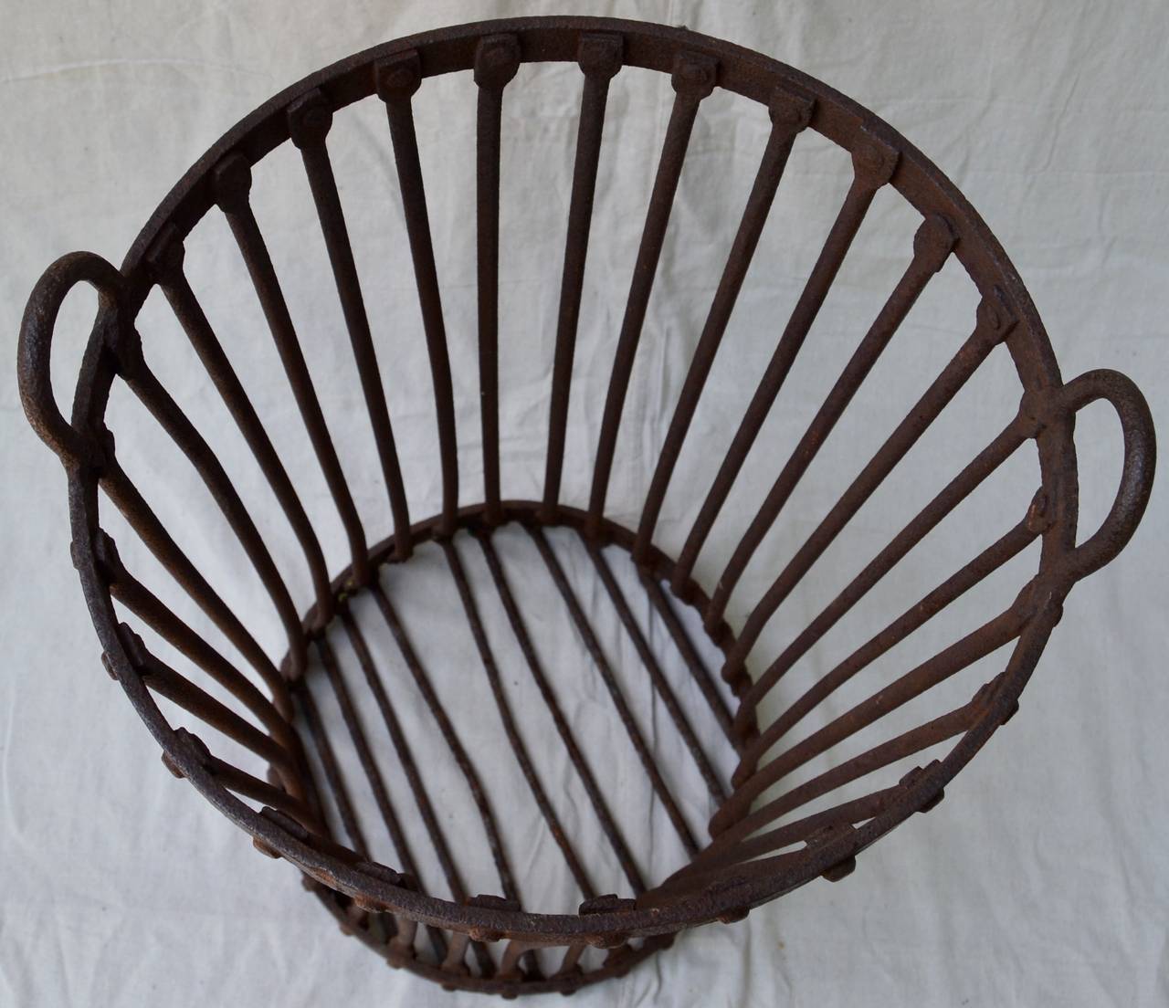 Heavy Wrought Iron Farm Basket In Good Condition For Sale In North Egremont, MA