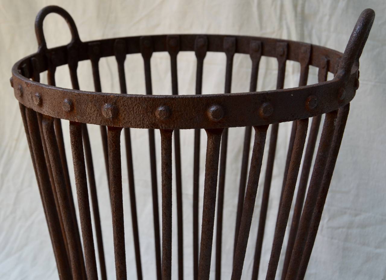 Heavy Wrought Iron Farm Basket For Sale 2