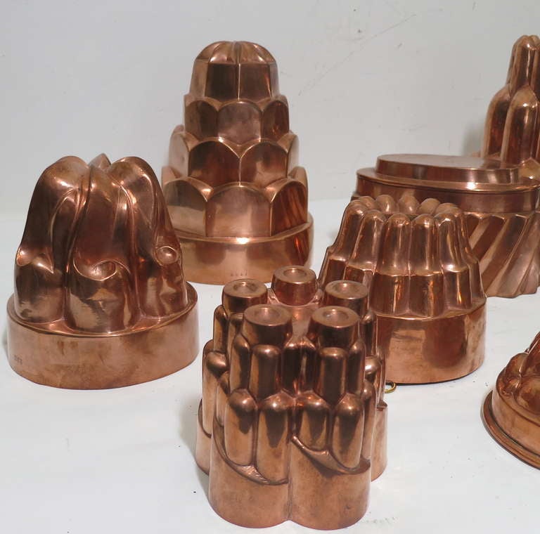 19th C. Copper Jelly Mold Collection In Excellent Condition In North Egremont, MA