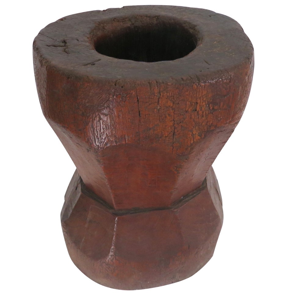 Very Large Hewn Wood Mortar For Sale