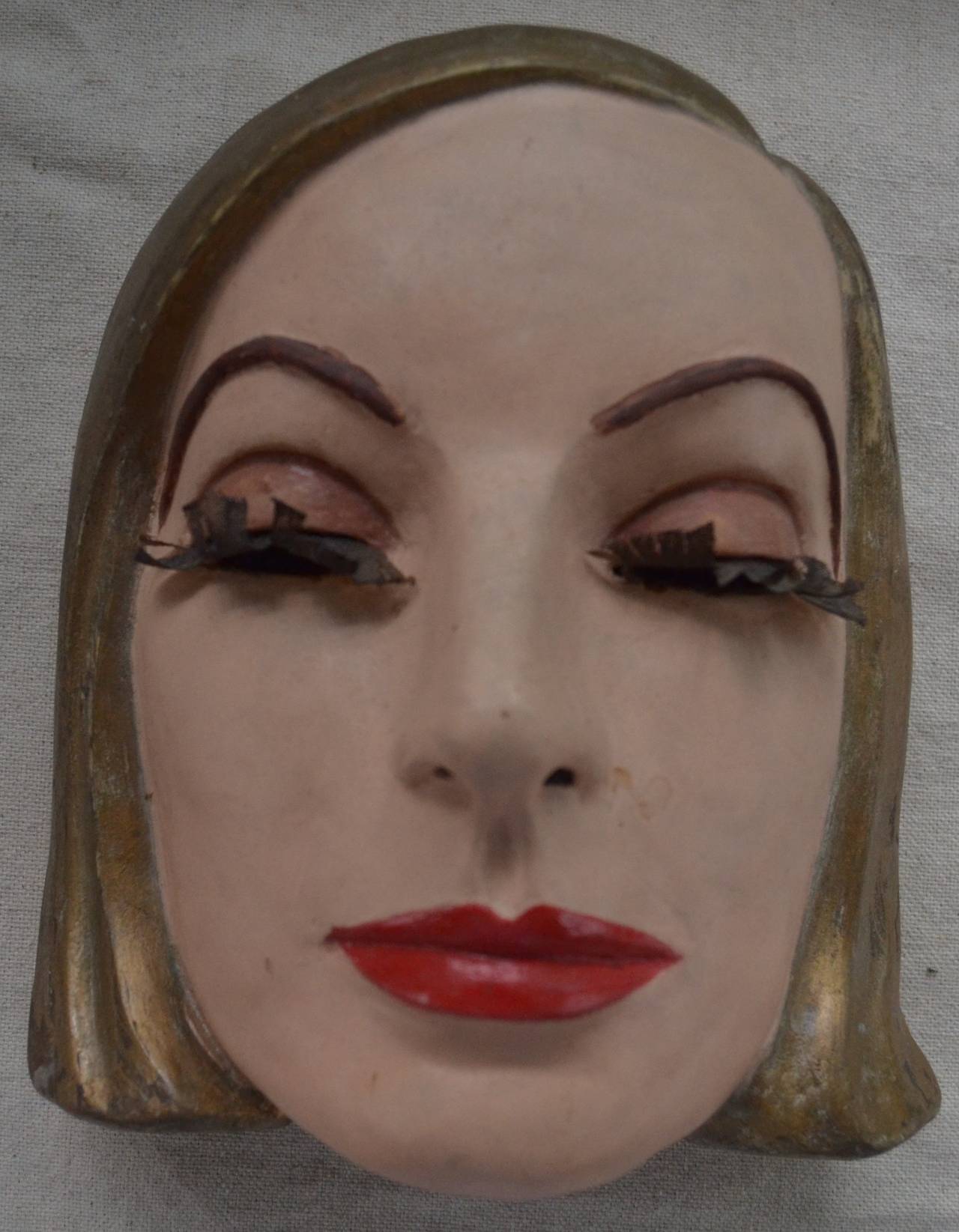 Greta Garbo Mask by Violet Clark, 1930s In Excellent Condition For Sale In North Egremont, MA