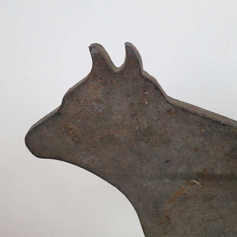 Folk Art Cast Iron Bull Windmill Weight