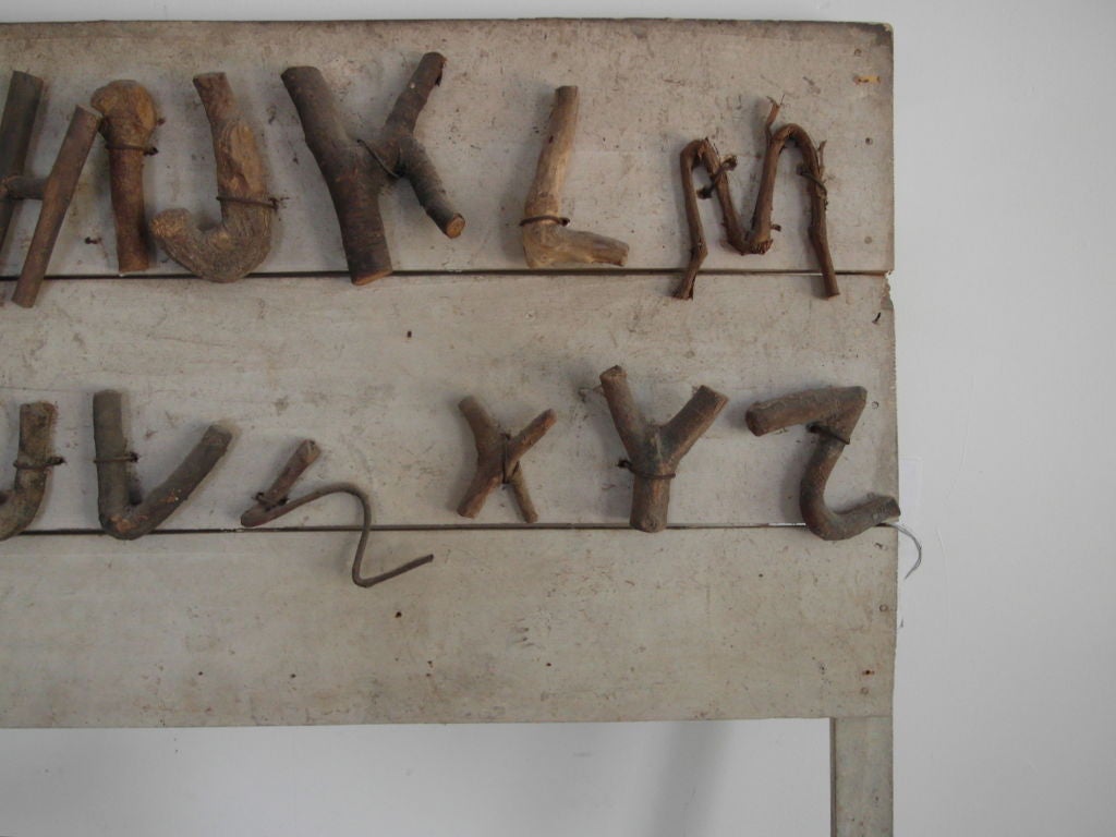 Folk Art Alphabet Board of Trained Branches For Sale 1