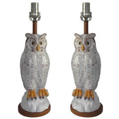 Pottery Owl Lamps