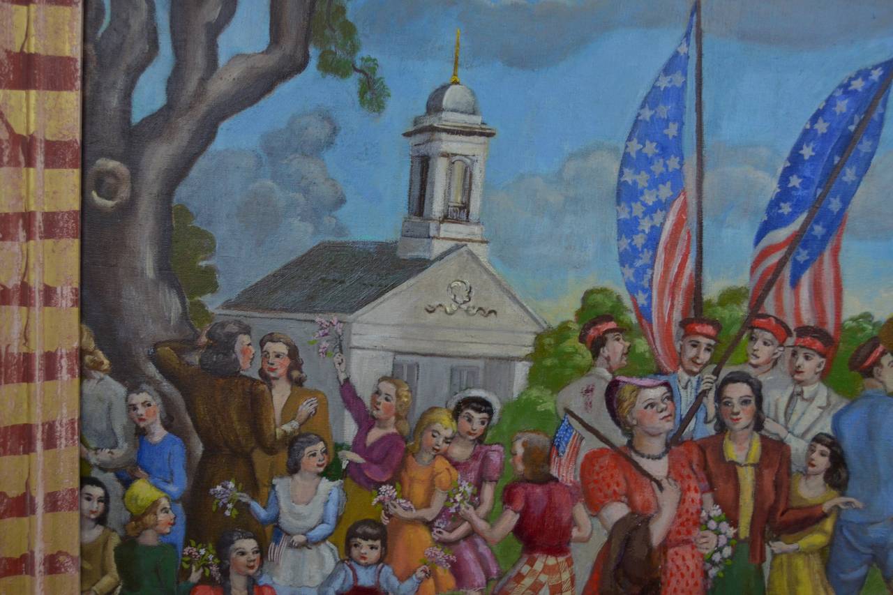 Patriotic Painting by Dorothy Eaton, 1943-1946 In Excellent Condition For Sale In North Egremont, MA