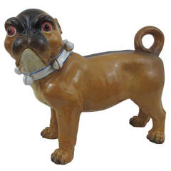 Antique Large Standing Porcelain Pug