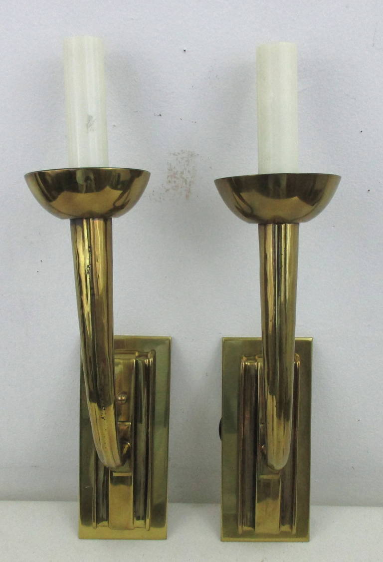 Unknown Moderne Brass Sconces For Sale