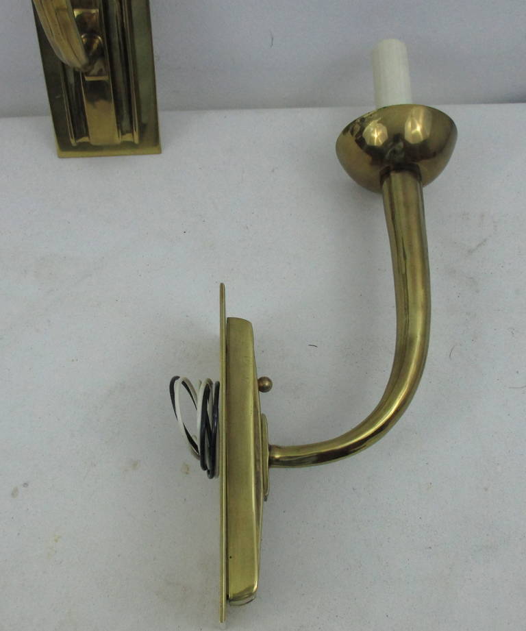 Moderne Brass Sconces In Excellent Condition For Sale In North Egremont, MA