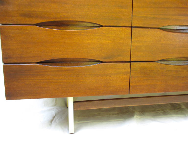 American Walnut Long Chest with Brass Legs