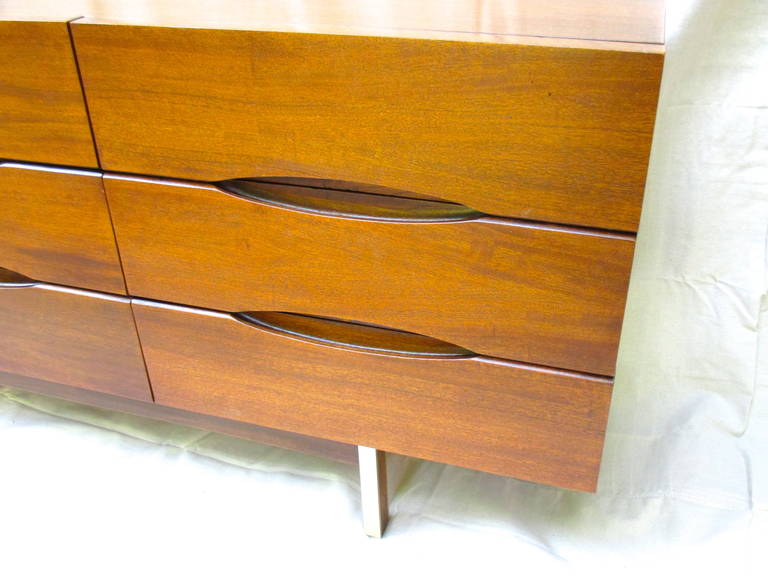 Walnut Long Chest with Brass Legs In Good Condition In North Egremont, MA