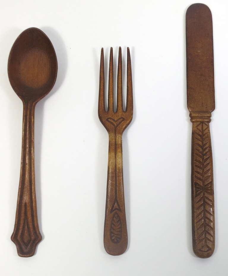 Wooden Folk Art Silverware