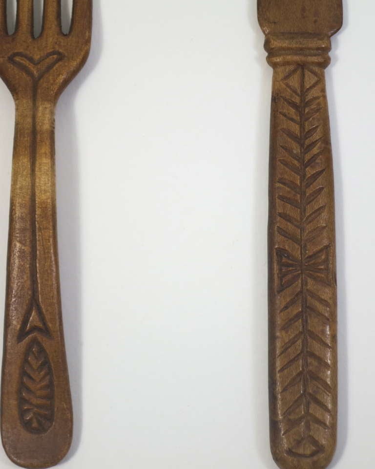 Wooden Folk Art Silverware For Sale 3