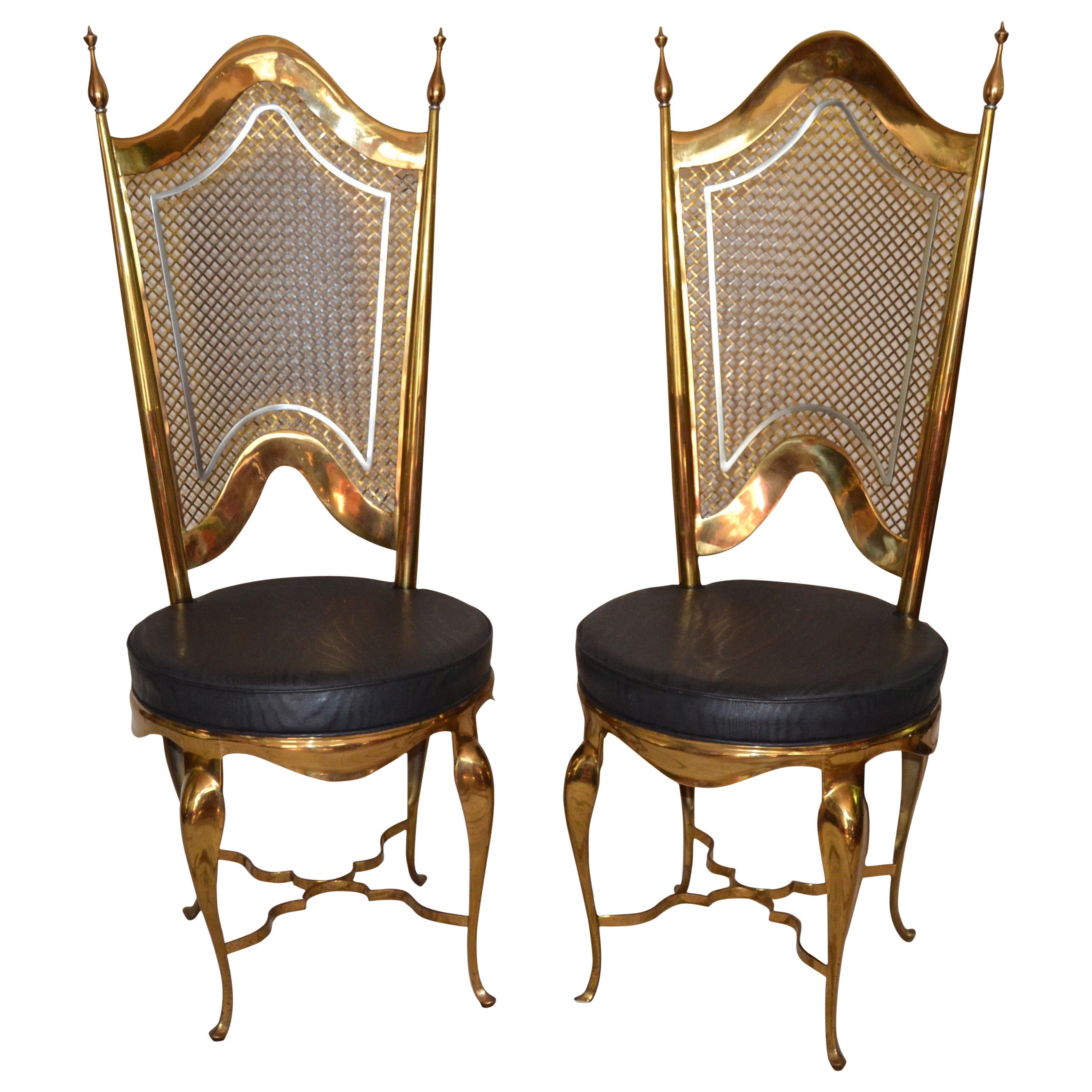 Mid Century Brass and Steel Chairs