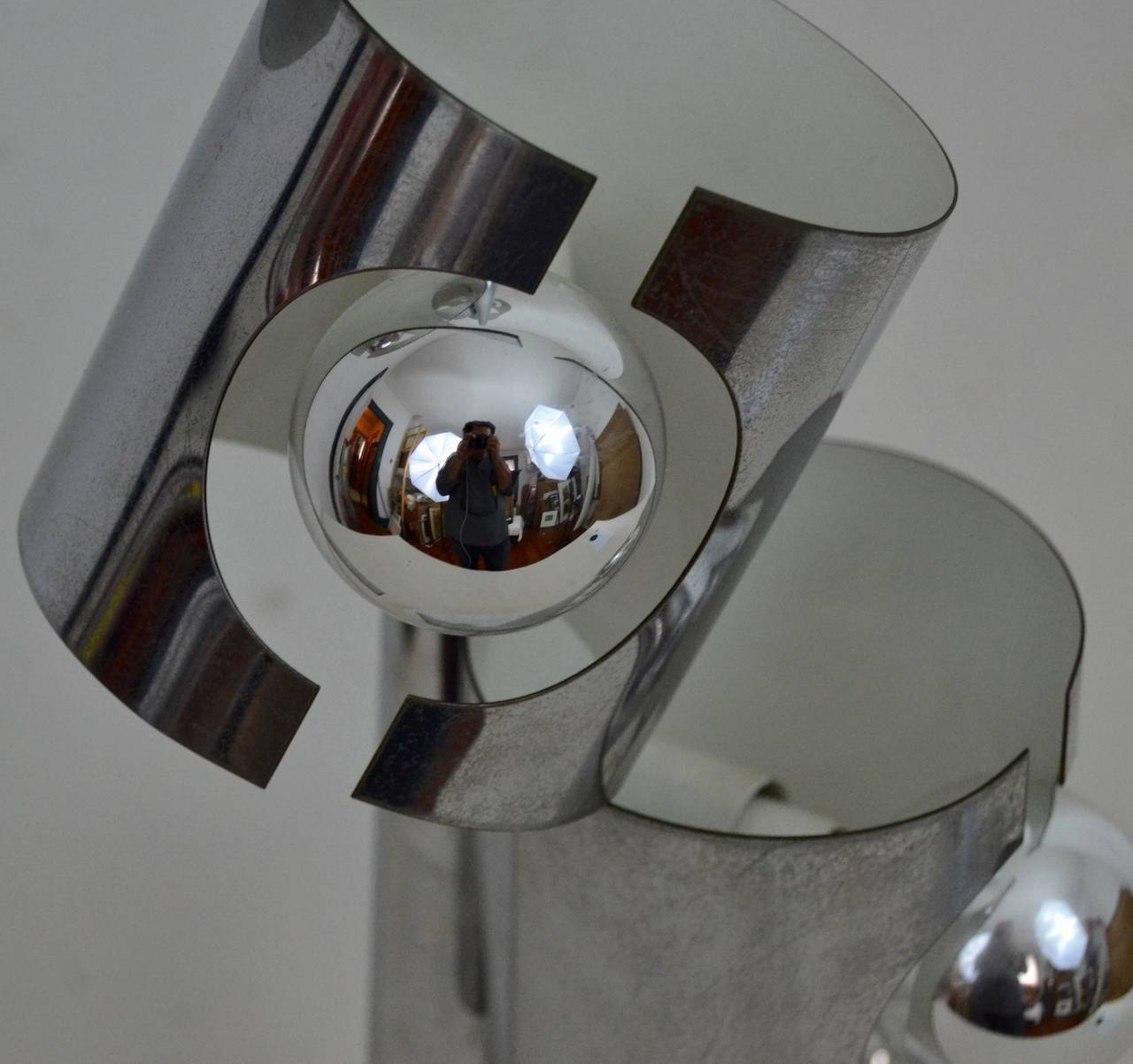 North American 1970s Chrome and Marble Lamp