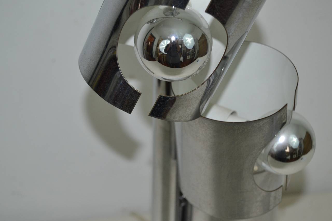 1970s Chrome and Marble Lamp In Good Condition In North Egremont, MA