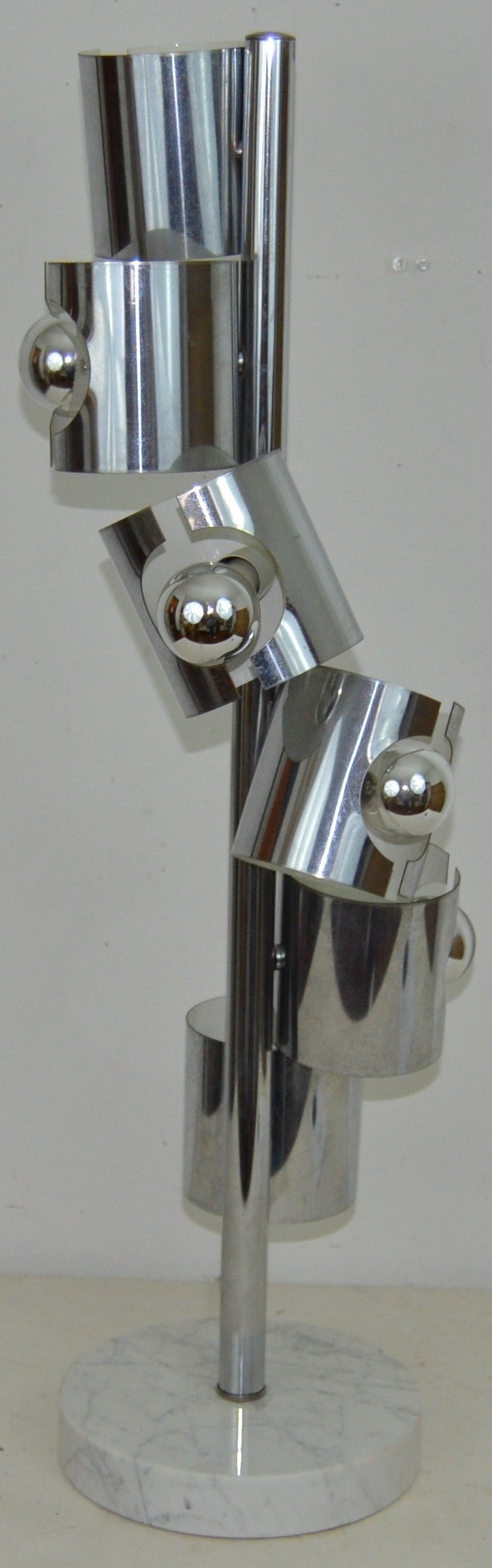 1970s Chrome and Marble Lamp 1