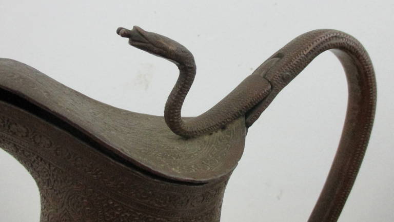 19th C. Indian Snake Ewer For Sale 1