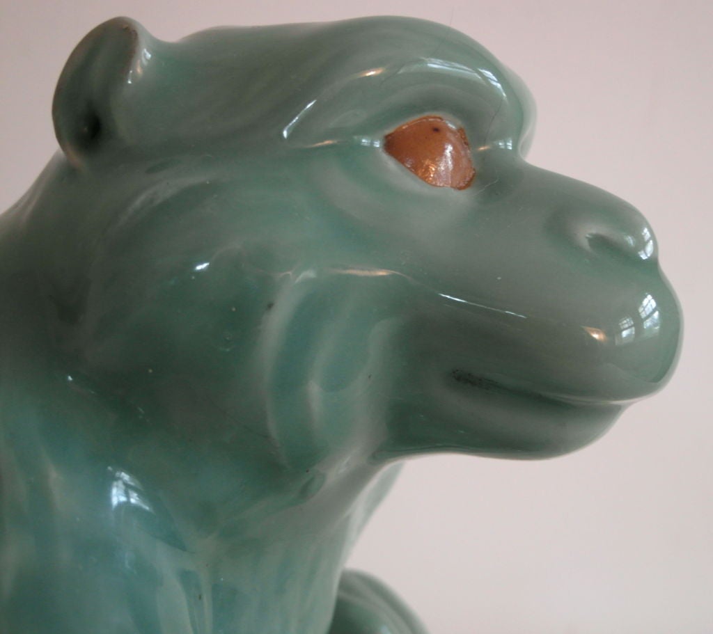 Japanese Pottery Monkey Statue In Good Condition In North Egremont, MA